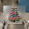 Joy to the World Groovy Christmas Tree | DTF Transfer Ready to Press | Retro Holiday Heat Transfer