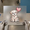 Cute Puppy with Heart Balloon | DTF Transfer Ready to Press | Kawaii Heat Transfer
