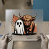 Highland Cow Ghost | DTF Transfer Ready to Press | Spooky Cute Heat Transfer