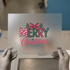 Merry Christmas Pink Green | DTF Transfer Ready to Press | Festive Heat Transfer