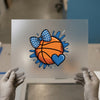 Basketball with Bow & Heart | DTF Transfer Ready to Press | Sports Heat Transfer