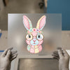 Quilted Bunny with Glasses | DTF Transfer Ready to Press | Patchwork Heat Transfer