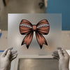 Football Bow Design | DTF Transfer Ready to Press | Game Day Heat Transfer