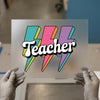 Retro Teacher Lightning Bolts | DTF Transfer Ready to Press | Groovy Heat Transfer