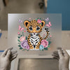 Cute Baby Leopard with Flowers | DTF Transfer Ready to Press | Adorable Heat Transfer