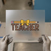 Teacher Pencil Leopard Print | DTF Transfer Ready to Press | School Heat Transfer