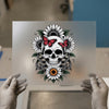 Skull & Sunflowers | DTF Transfer Ready to Press | Floral Gothic Heat Transfer