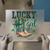 Lucky Girl Clover Boots | DTF Transfer Ready to Press | St. Patrick's Day Heat Transfer