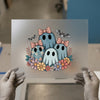 Cute Ghost Family with Flowers | DTF Transfer Ready to Press | Spooky Boho Heat Transfer
